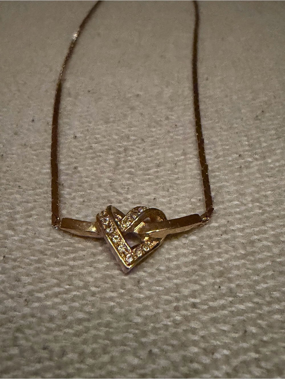 Dior Gold Heart Pendant Necklace with Rhinestone Detail